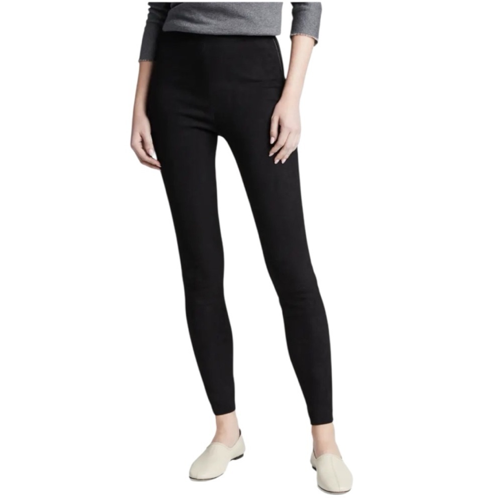 Alice + Olivia Side  Zip Suede Leggings Raw Hem Inseam 27
